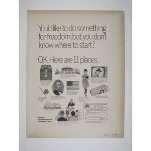 Print Ad Youd Like To Do Something 11 Places Freedom Heritage 1967 Ad